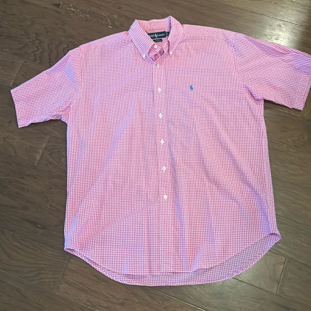 Ralph Lauren Gingham Oxford Blake Fit Size Large Short Sleeve